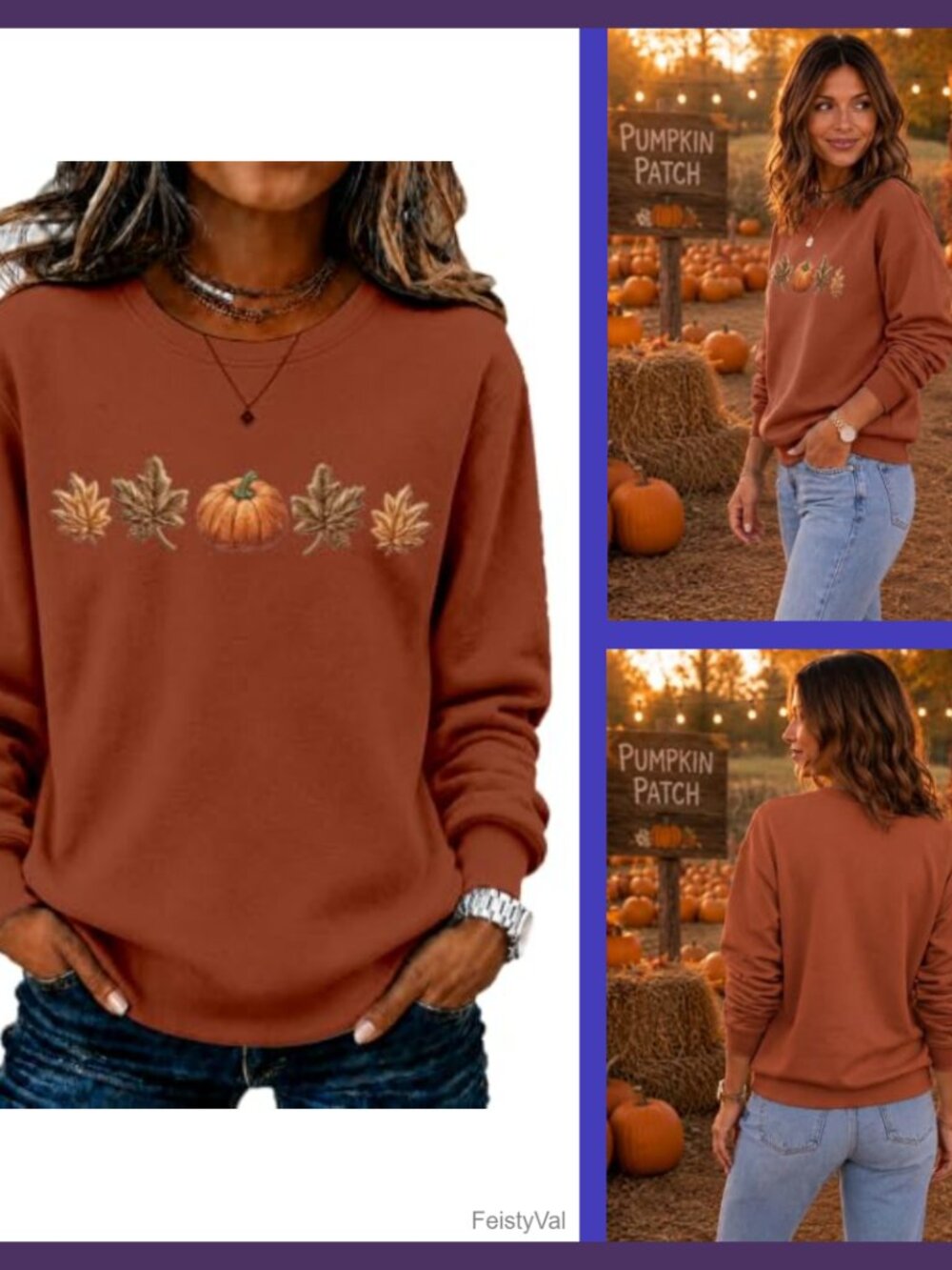 Women's Fall Pumpkin Graphic Crewneck Sweatshirt Pullover
